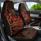 Adelaide Crows ANZAC Day Car Seat Cover Indigenous Dot Art with Poppy Flower Tribute