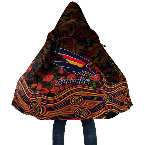 Adelaide Crows ANZAC Day Cloak Indigenous Dot Art with Poppy Flower Tribute