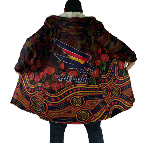 Adelaide Crows ANZAC Day Cloak Indigenous Dot Art with Poppy Flower Tribute