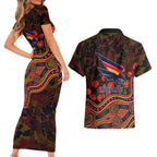 Adelaide Crows ANZAC Day Couples Matching Short Sleeve Bodycon Dress and Hawaiian Shirt Indigenous Dot Art with Poppy Flower Tribute