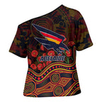 Adelaide Crows ANZAC Day Cross Shoulder Shirt Indigenous Dot Art with Poppy Flower Tribute
