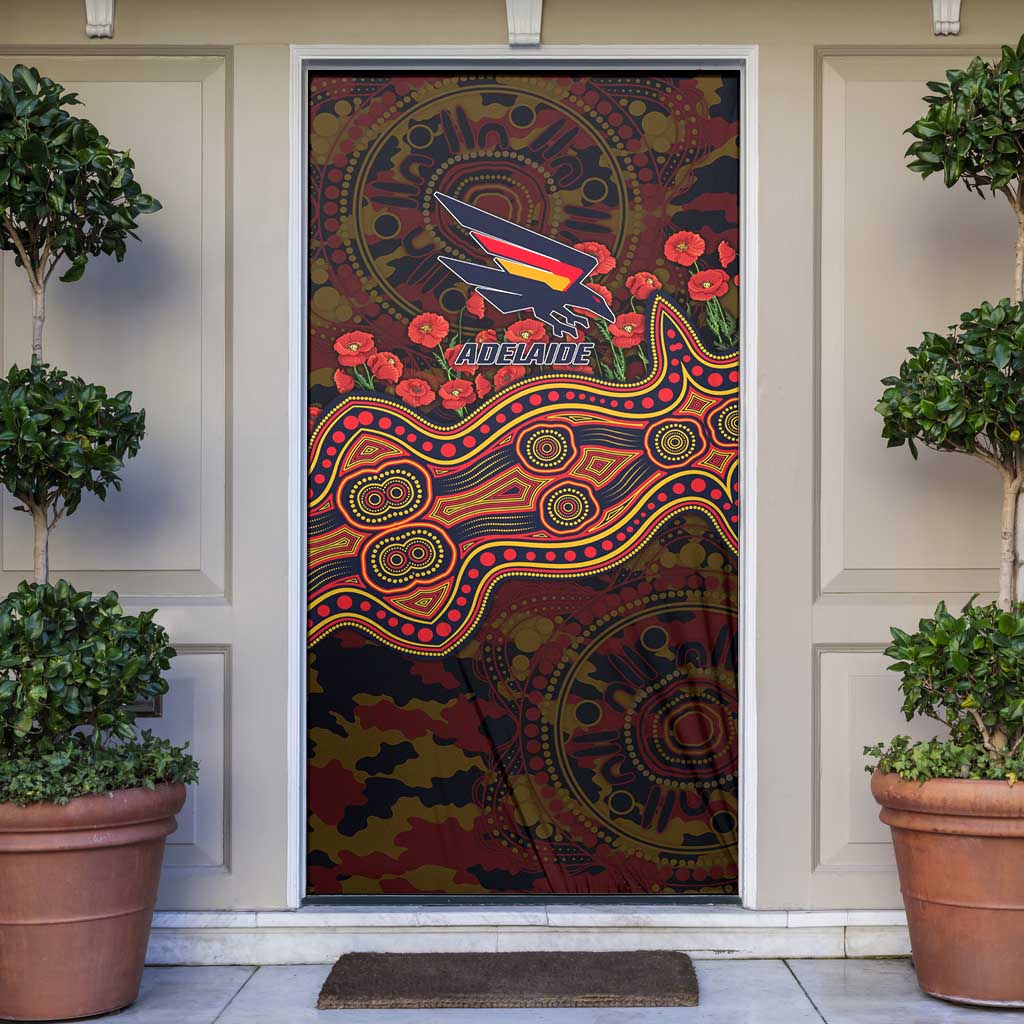 Adelaide Crows ANZAC Day Door Cover Indigenous Dot Art with Poppy Flower Tribute