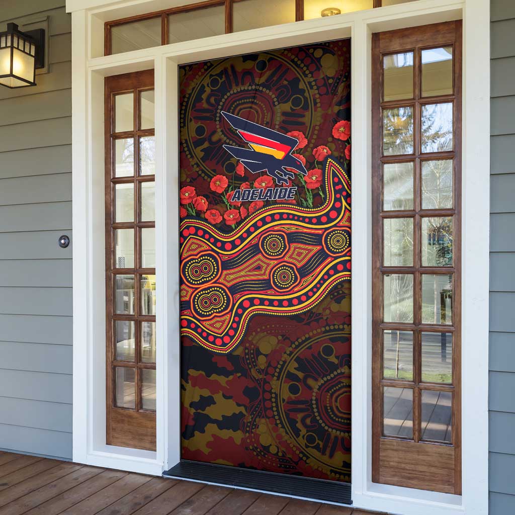 Adelaide Crows ANZAC Day Door Cover Indigenous Dot Art with Poppy Flower Tribute