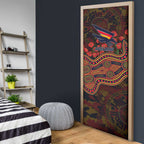 Adelaide Crows ANZAC Day Door Cover Indigenous Dot Art with Poppy Flower Tribute