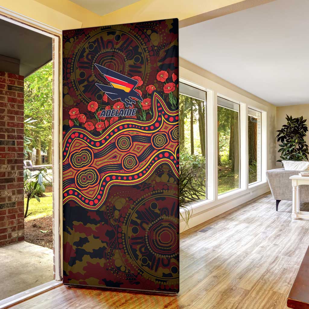 Adelaide Crows ANZAC Day Door Cover Indigenous Dot Art with Poppy Flower Tribute