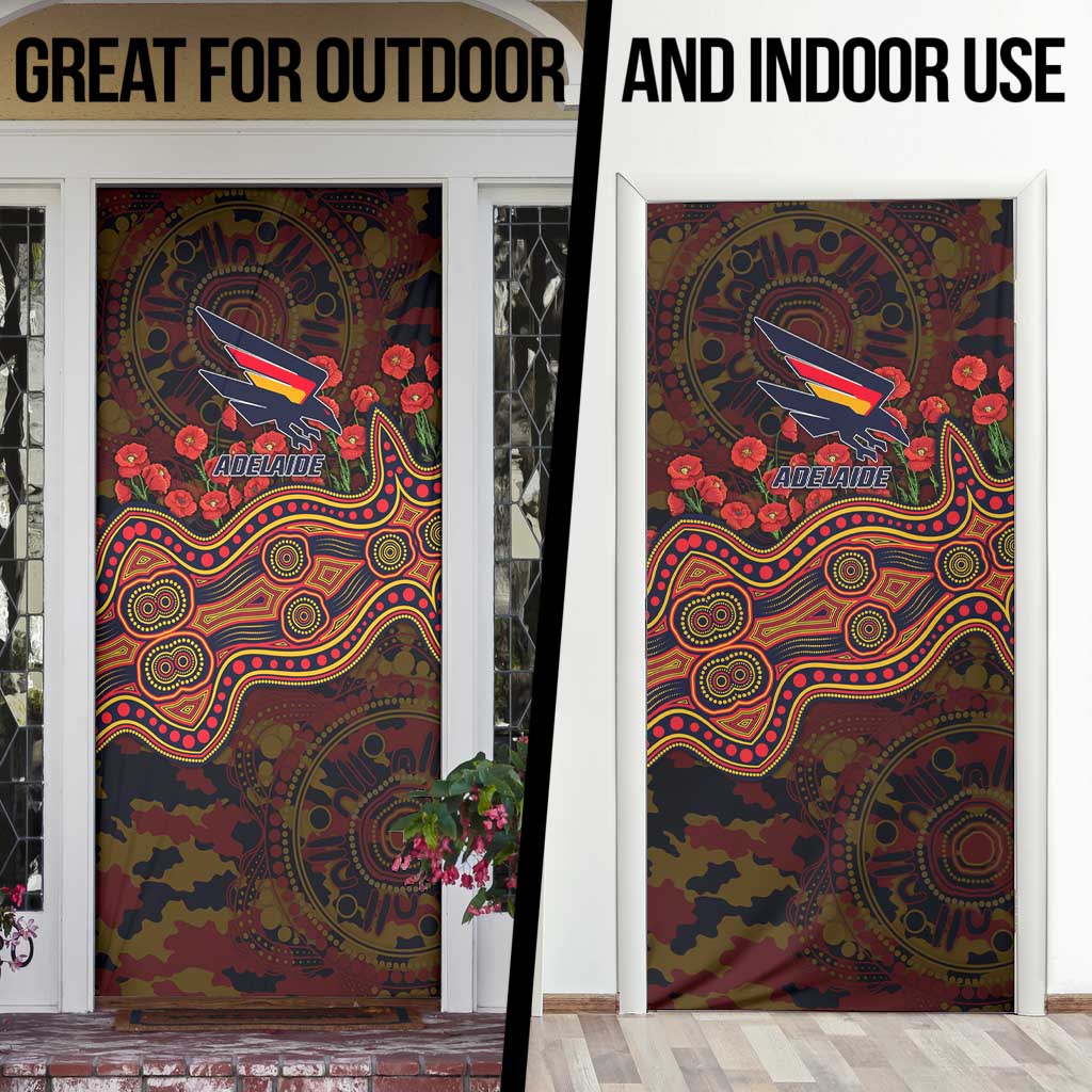 Adelaide Crows ANZAC Day Door Cover Indigenous Dot Art with Poppy Flower Tribute