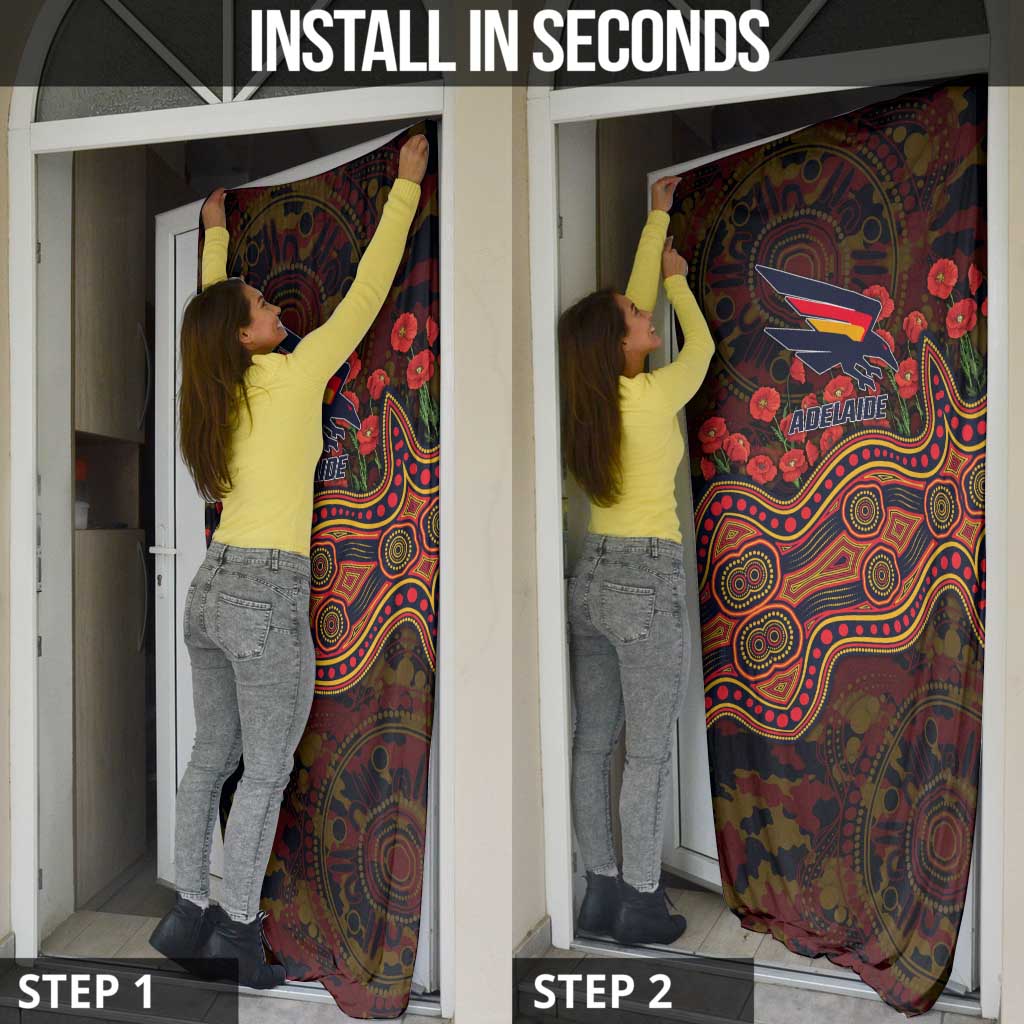Adelaide Crows ANZAC Day Door Cover Indigenous Dot Art with Poppy Flower Tribute