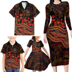 Adelaide Crows ANZAC Day Family Matching Long Sleeve Bodycon Dress and Hawaiian Shirt Indigenous Dot Art with Poppy Flower Tribute