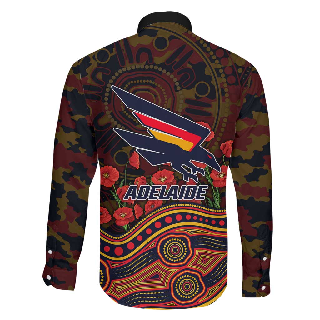 Adelaide Crows ANZAC Day Family Matching Long Sleeve Bodycon Dress and Hawaiian Shirt Indigenous Dot Art with Poppy Flower Tribute