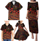 Adelaide Crows ANZAC Day Family Matching Puletasi and Hawaiian Shirt Indigenous Dot Art with Poppy Flower Tribute