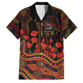 Adelaide Crows ANZAC Day Family Matching Summer Maxi Dress and Hawaiian Shirt Indigenous Dot Art with Poppy Flower Tribute