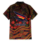 Adelaide Crows ANZAC Day Family Matching Summer Maxi Dress and Hawaiian Shirt Indigenous Dot Art with Poppy Flower Tribute