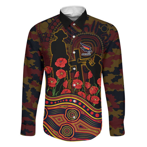 Adelaide Crows ANZAC Day Family Matching Summer Maxi Dress and Hawaiian Shirt Indigenous Dot Art with Poppy Flower Tribute