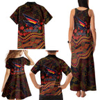 Adelaide Crows ANZAC Day Family Matching Tank Maxi Dress and Hawaiian Shirt Indigenous Dot Art with Poppy Flower Tribute