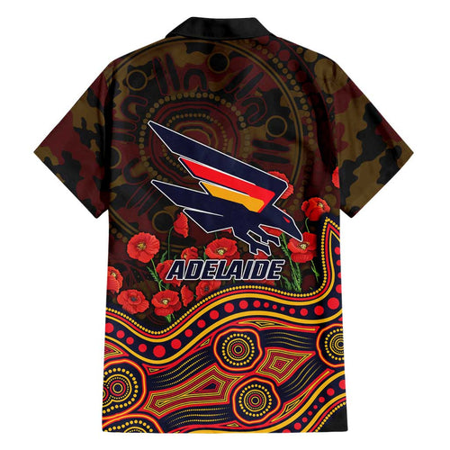 Adelaide Crows ANZAC Day Family Matching Tank Maxi Dress and Hawaiian Shirt Indigenous Dot Art with Poppy Flower Tribute