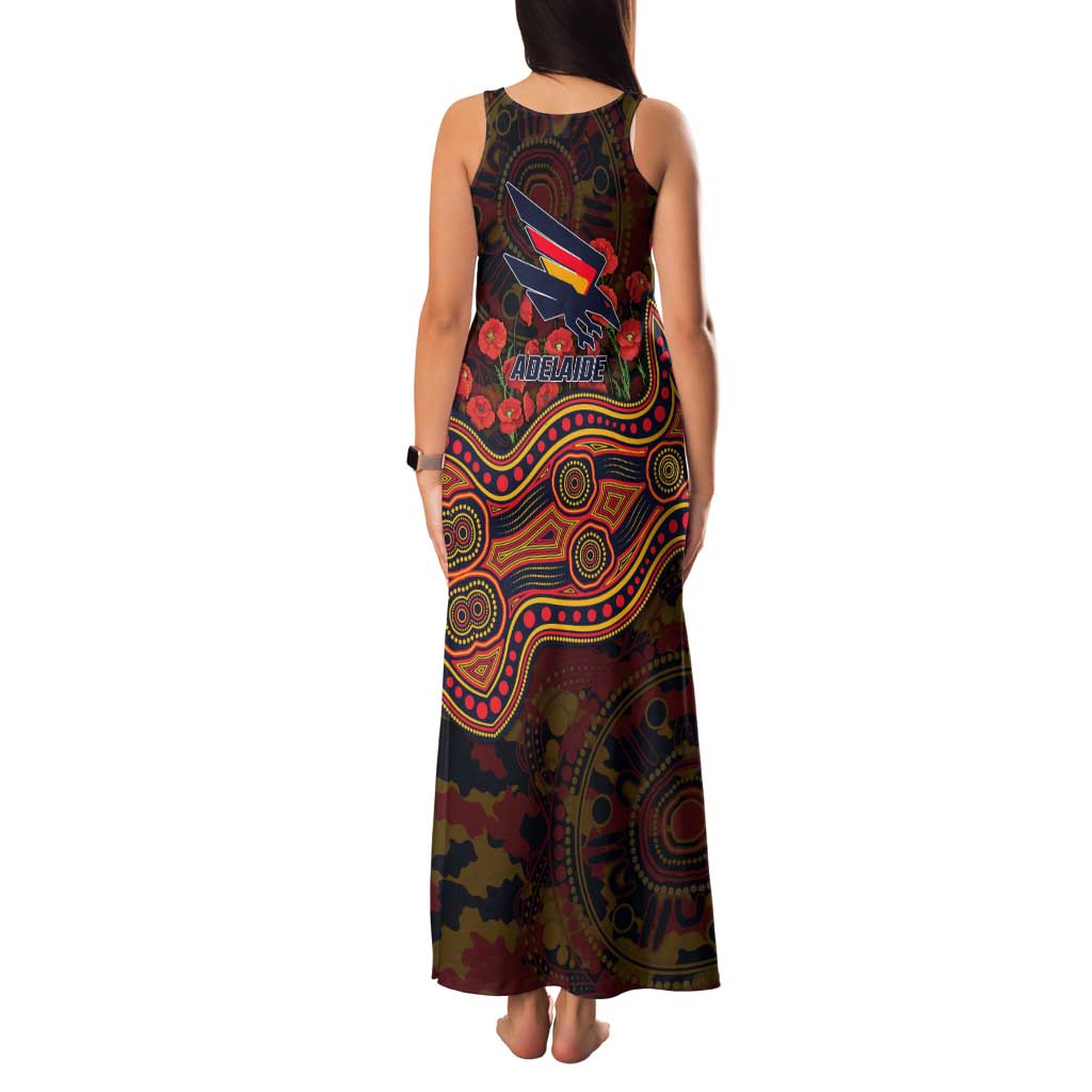 Adelaide Crows ANZAC Day Family Matching Tank Maxi Dress and Hawaiian Shirt Indigenous Dot Art with Poppy Flower Tribute