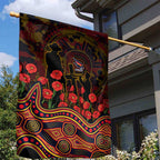 Adelaide Crows ANZAC Day Garden Flag Indigenous Dot Art with Poppy Flower Tribute