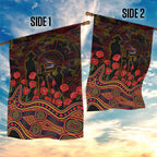 Adelaide Crows ANZAC Day Garden Flag Indigenous Dot Art with Poppy Flower Tribute