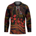 Adelaide Crows ANZAC Day Hockey Jersey Indigenous Dot Art with Poppy Flower Tribute