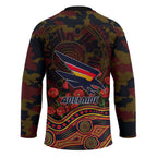 Adelaide Crows ANZAC Day Hockey Jersey Indigenous Dot Art with Poppy Flower Tribute