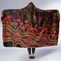 Adelaide Crows ANZAC Day Hooded Blanket Indigenous Dot Art with Poppy Flower Tribute