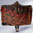 Adelaide Crows ANZAC Day Hooded Blanket Indigenous Dot Art with Poppy Flower Tribute