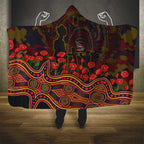 Adelaide Crows ANZAC Day Hooded Blanket Indigenous Dot Art with Poppy Flower Tribute