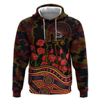 Adelaide Crows ANZAC Day Hoodie Indigenous Dot Art with Poppy Flower Tribute