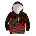 Adelaide Crows ANZAC Day Kid Hoodie Indigenous Dot Art with Poppy Flower Tribute