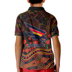 Adelaide Crows ANZAC Day Kid Polo Shirt Indigenous Dot Art with Poppy Flower Tribute