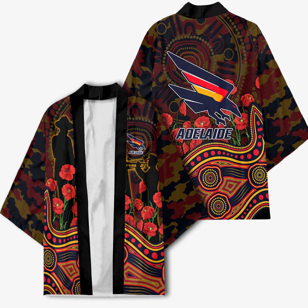 Adelaide Crows ANZAC Day Kimono Indigenous Dot Art with Poppy Flower Tribute