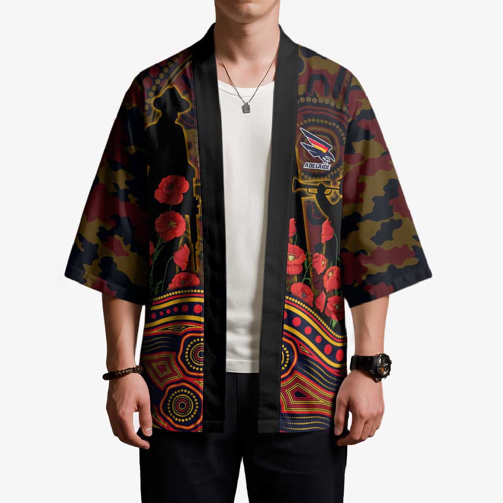 Adelaide Crows ANZAC Day Kimono Indigenous Dot Art with Poppy Flower Tribute
