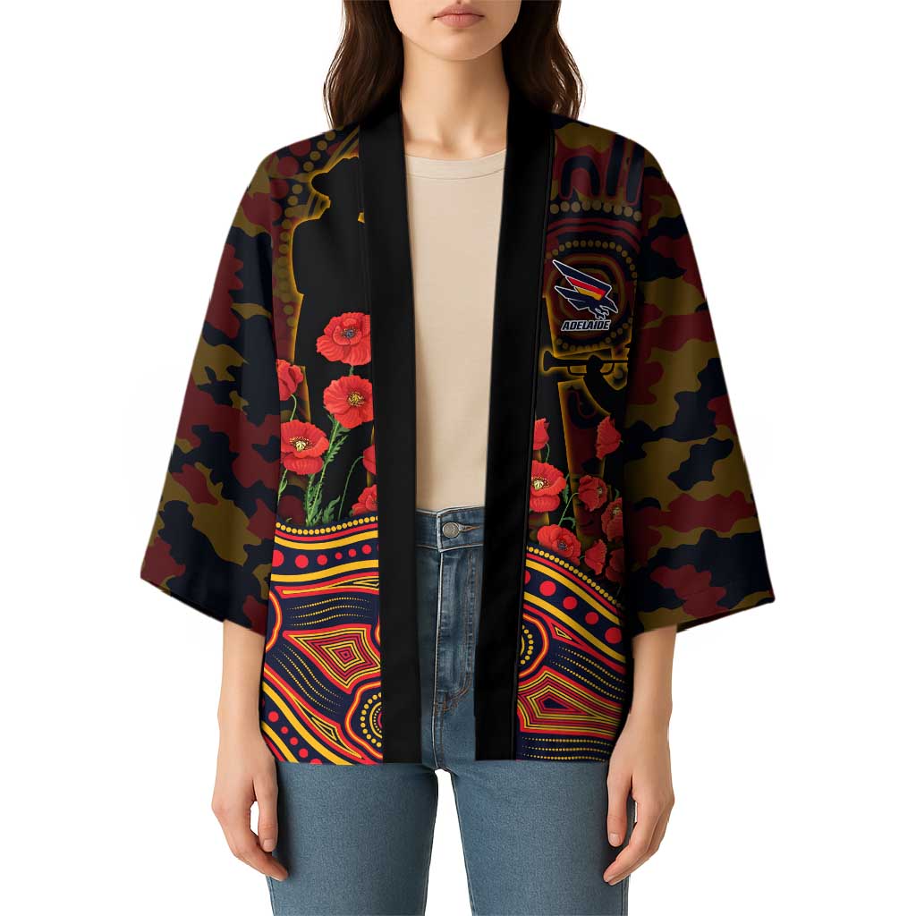 Adelaide Crows ANZAC Day Kimono Indigenous Dot Art with Poppy Flower Tribute