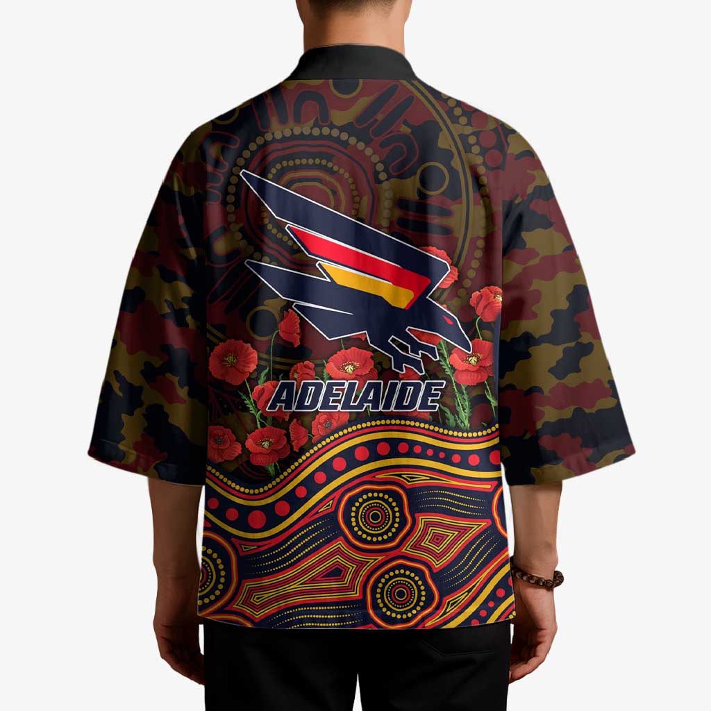 Adelaide Crows ANZAC Day Kimono Indigenous Dot Art with Poppy Flower Tribute