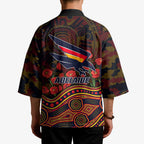 Adelaide Crows ANZAC Day Kimono Indigenous Dot Art with Poppy Flower Tribute