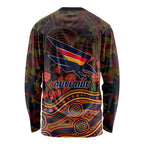 Adelaide Crows ANZAC Day Long Sleeve Shirt Indigenous Dot Art with Poppy Flower Tribute