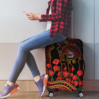 Adelaide Crows ANZAC Day Luggage Cover Indigenous Dot Art with Poppy Flower Tribute