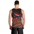 Adelaide Crows ANZAC Day Men Tank Top Indigenous Dot Art with Poppy Flower Tribute