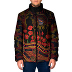 Adelaide Crows ANZAC Day Padded Jacket Indigenous Dot Art with Poppy Flower Tribute