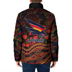 Adelaide Crows ANZAC Day Padded Jacket Indigenous Dot Art with Poppy Flower Tribute