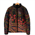 Adelaide Crows ANZAC Day Padded Jacket Indigenous Dot Art with Poppy Flower Tribute