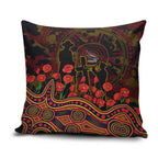 Adelaide Crows ANZAC Day Pillow Cover Indigenous Dot Art with Poppy Flower Tribute