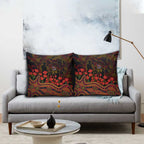Adelaide Crows ANZAC Day Pillow Cover Indigenous Dot Art with Poppy Flower Tribute