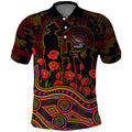 Adelaide Crows ANZAC Day Polo Shirt Indigenous Dot Art with Poppy Flower Tribute