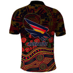 Adelaide Crows ANZAC Day Polo Shirt Indigenous Dot Art with Poppy Flower Tribute