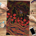 Adelaide Crows ANZAC Day Puzzle Indigenous Dot Art with Poppy Flower Tribute