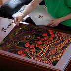 Adelaide Crows ANZAC Day Puzzle Indigenous Dot Art with Poppy Flower Tribute