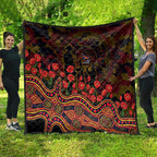 Adelaide Crows ANZAC Day Quilt Indigenous Dot Art with Poppy Flower Tribute