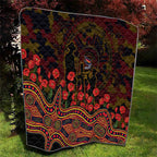 Adelaide Crows ANZAC Day Quilt Indigenous Dot Art with Poppy Flower Tribute