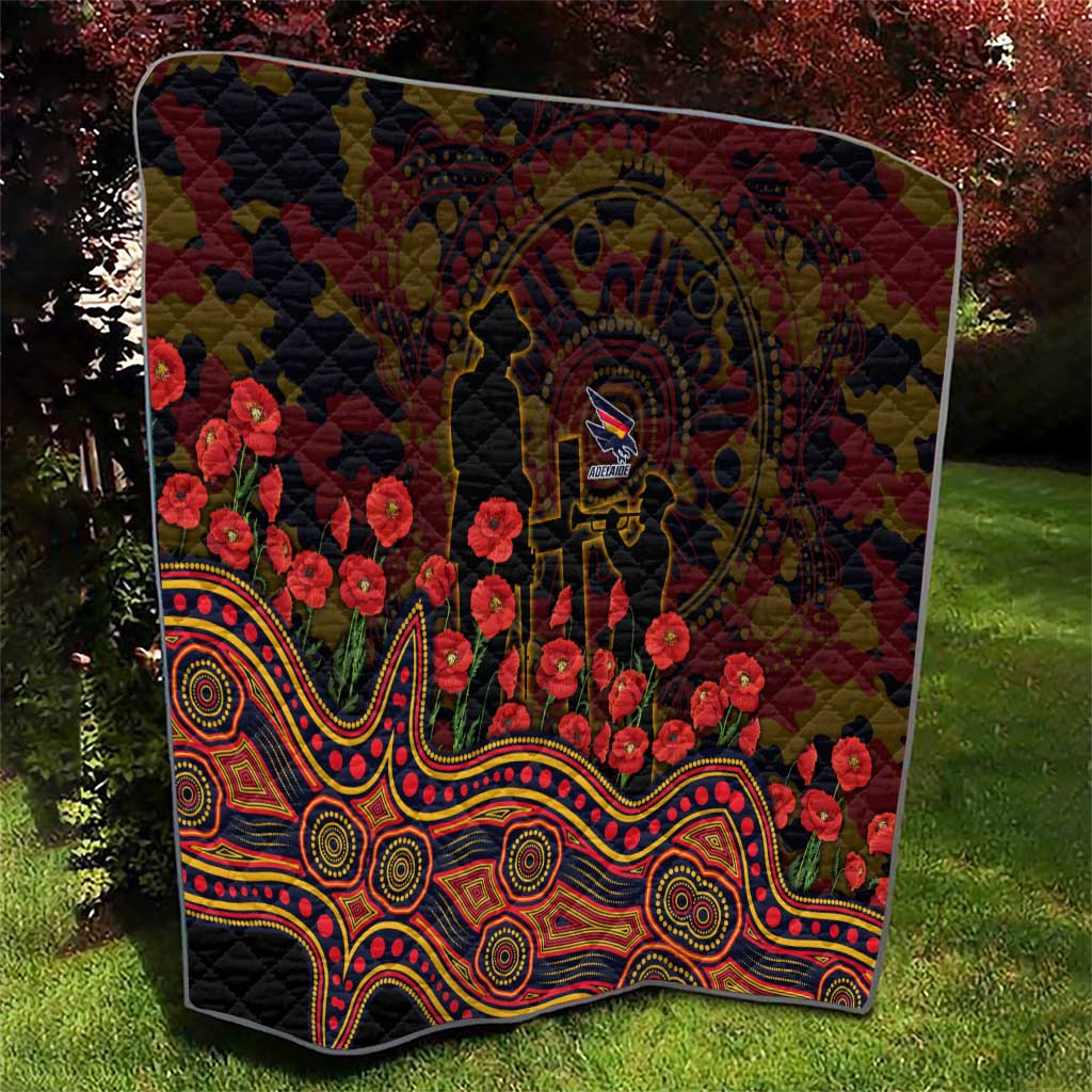 Adelaide Crows ANZAC Day Quilt Indigenous Dot Art with Poppy Flower Tribute